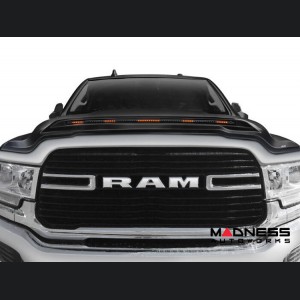 Dodge Ram 2500/ 3500 Hood Shield - AVS Aeroskin Pro - Low Profile w/ Lights - Diamond Black Crystal